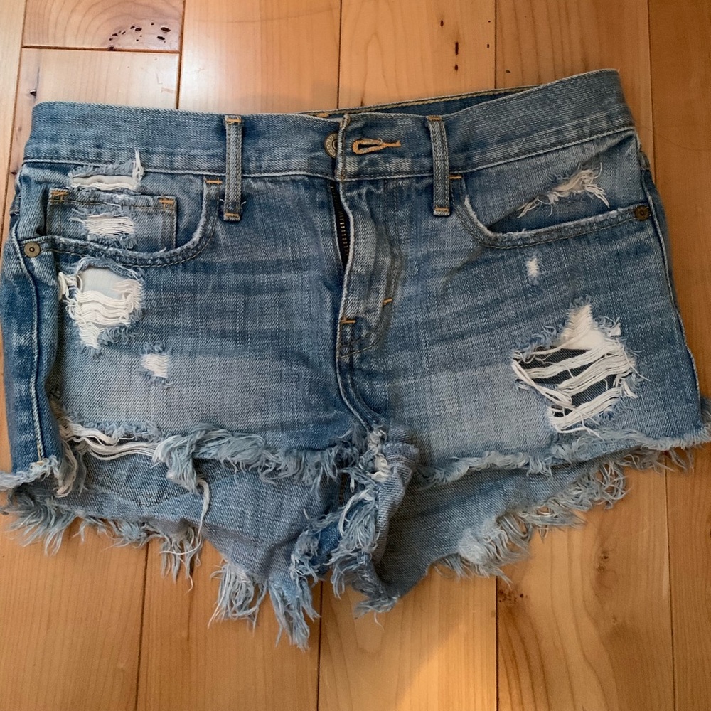 Medium wash denim shorts